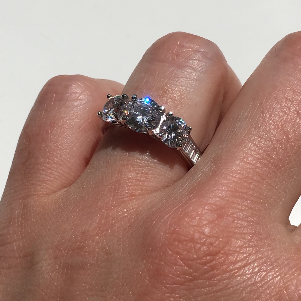 â SOLD â18k white gold wedding 3 stone diamond ring 3 CT - Picture 12 of 16